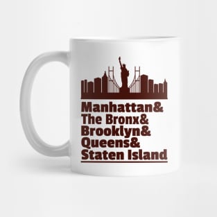 'Five Boroughs of New York City' New York City Gift Mug